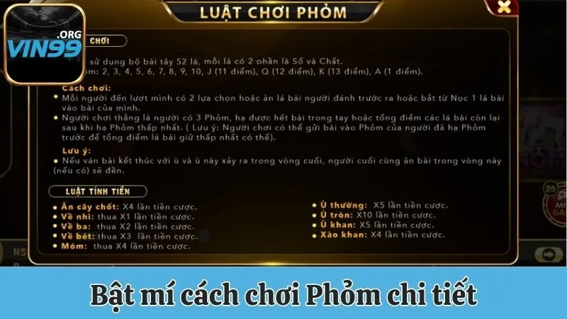 Phỏm Vin99 - Bật Mí Chi Tiết Luật Chơi Và Cách Tính Điểm 2 Bật mí cách chơi Phỏm chi tiết