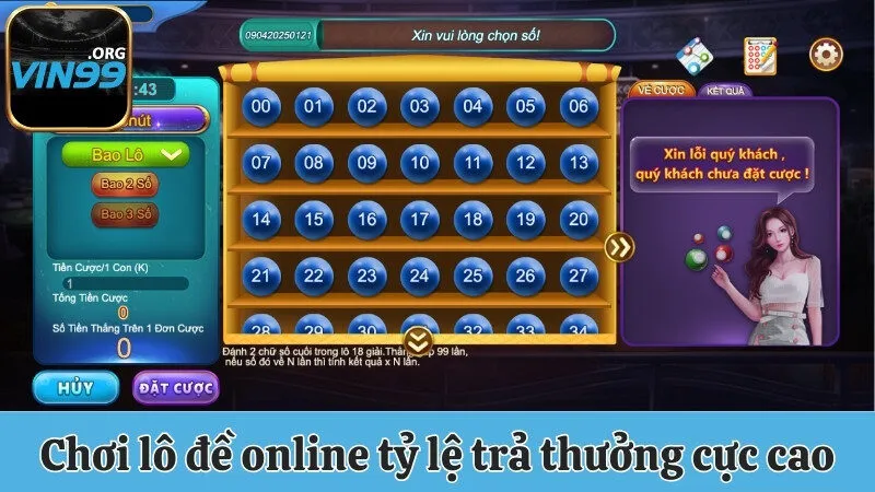 Vin99 - Trang Chủ Cổng Game Đổi Thưởng Uy Tín Số 1 Châu Á 18 Chơi lô đề online tỷ lệ trả thưởng cực cao